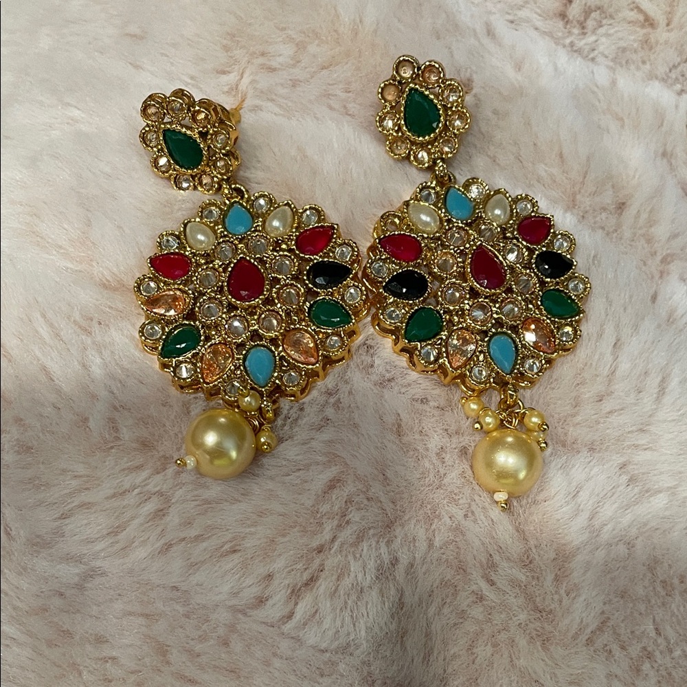 Unique Multicolor Gold-Plated Earrings